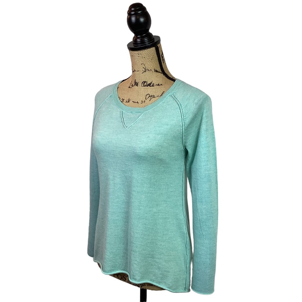 Tahari Extra Fine Merino Wool Sweater Scoop Neck Mint View 3